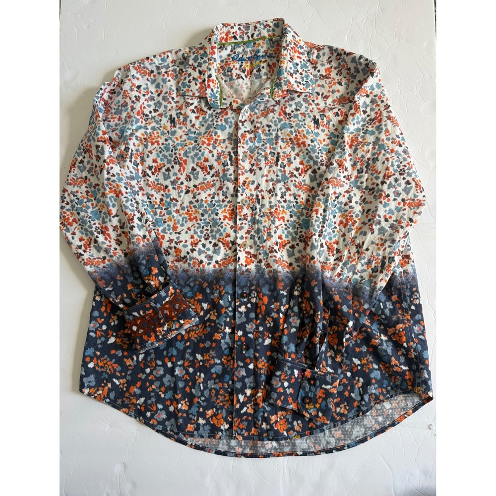 Robert Graham Exclusive Mens XL Tailored Fit Abstract Floral Ombre Button Down